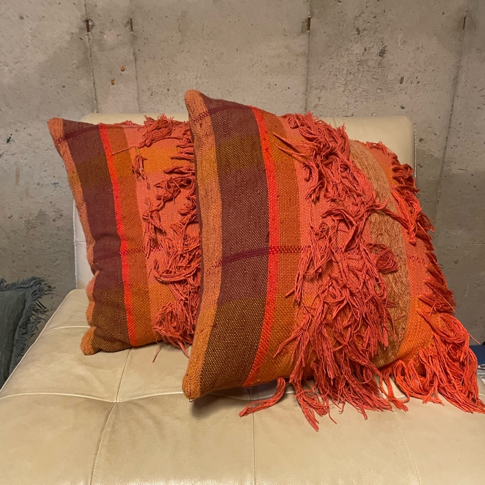 Assortment of pillows and curtains